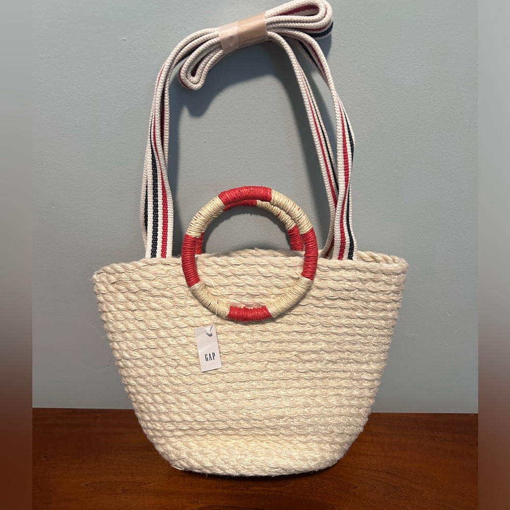 GAP NWT Jute red white blue summer beach bag new with tags MSRP 50.